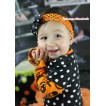 Orange Headband Black White Dots Silk Bow Hair Clip H1047